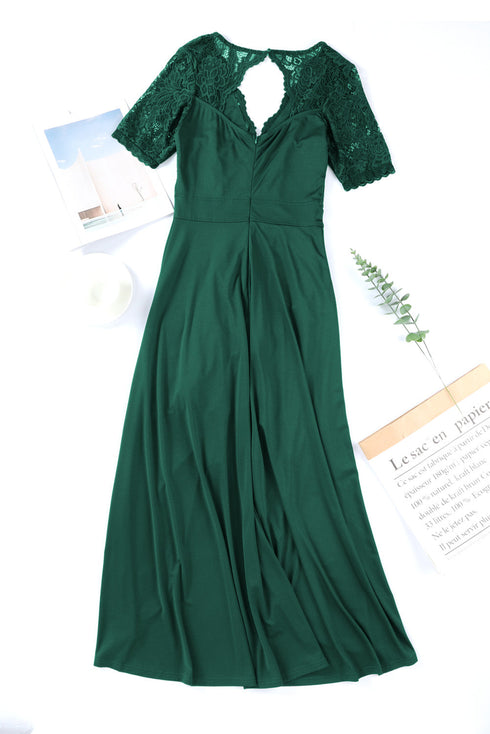 'Nereida' Short Sleeve Lace Dress - Celes Fashion